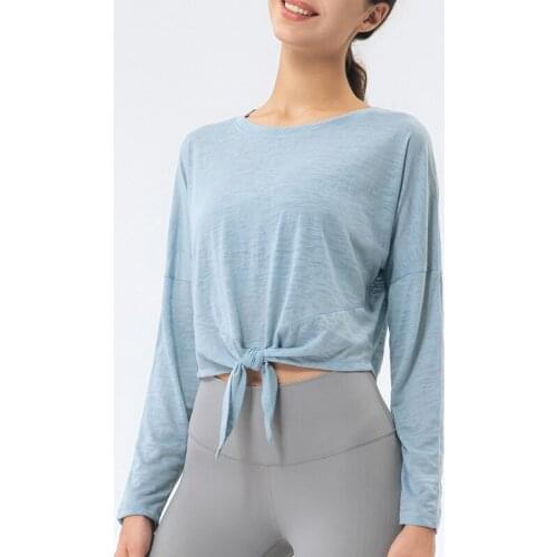 Fitness Top Womens Loose Yoga Blouse Long Sleeve Gym T-shirt Sports Athletic Active Breathable Hollow Out Running Smock