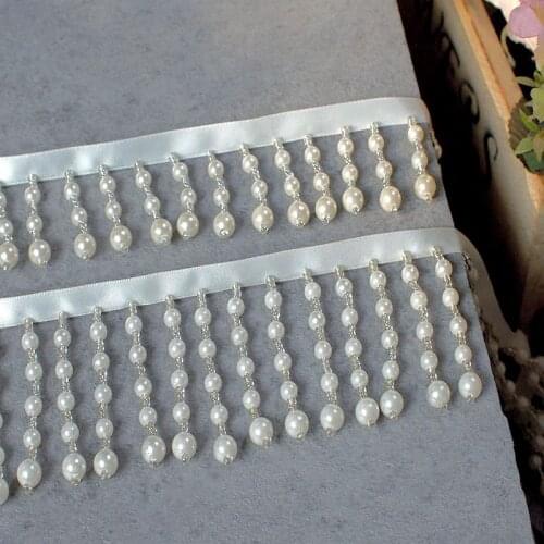 Heavy Industry Tassel Beaded Lace Trim Pearl Lace Accessories DIY Skirt Wedding Hat Curtain Table Lamp Decoration Lace