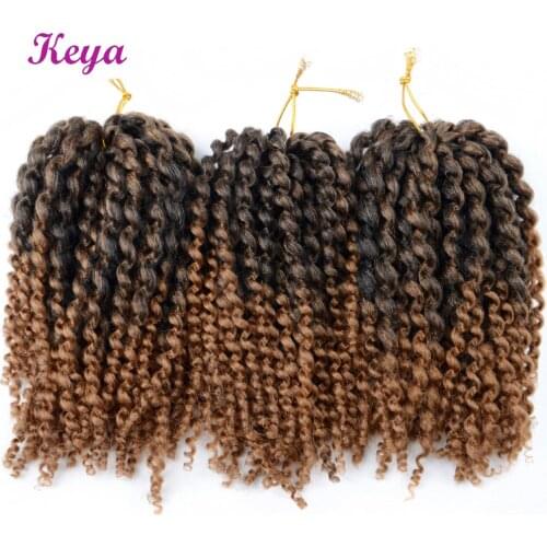 Kinky Curly Crochet Hair 90g/pack Marlybob Crochet Braid 8 Inch Crochet Braiding Hair Ombre Synthetic Hair Extensions For Women