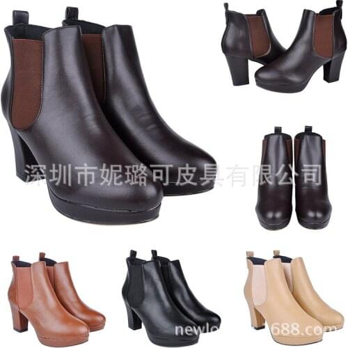 2020 New Women Pumps Spring Fall Office & Career Shoes Round Toe PU 11CM Thick High heels Slip On Elastic band size 35-42