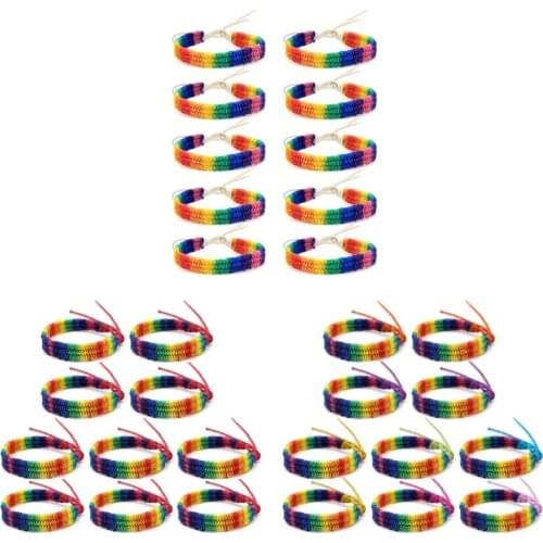 10Pc Rainbow LOVE Pride Bracelet Handmade Braided Friendship String Bracelet Gay & Lesbian Adjustable Size Lover Jewelry New