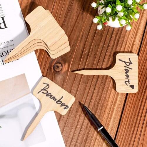 100pcs+2 Pen Bamboo Plant Labels Eco-Friendly Wooden Plant Sign Tags Garden Markers for Seed Potted Herbs Flowers Tools Shipping