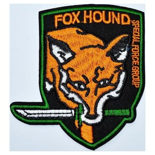 METAL GEAR SOLID FOXHOUND FOX SPECIAL FORCE GROUP EMBROIDERED IRON ON PATCH (size is about 7.7 * 8.2 cm)