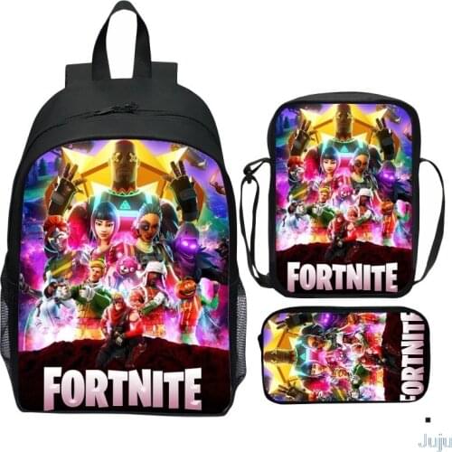 3Pcs/Sets FORNITE Print Backpack for Boys Girls Games Children School Bags Kids Fashion Travel Book Bag Primary Children Mochila