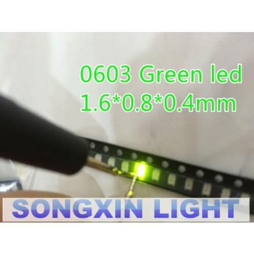 4000pcs/lot SMD 0603 led Super Bright green Water Clear LED Light Diode 0603 smd led Green diodes 1.6*0.8*0.4mm Free Shipping