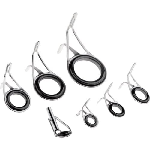 7pcs Rod Repair Kit Fishing Rod Guides Tips Tops Double Leg Ceramic Ring