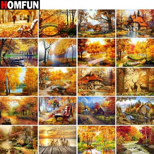 HOMFUN Full Square/Round Drill 5D DIY Diamond Painting "Autumn Landscape" 3D Diamond Embroidery Cross Stitch Home Decor Gift
