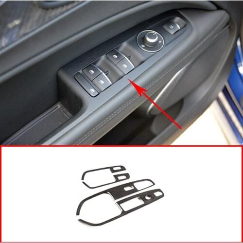 Car Accessories Real Carbon Fiber Window Lift Button Switch Frame Decoration For Alfa Romeo Stelvio 2016-2020 Left Hand Driving