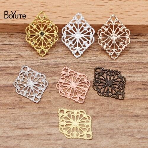 BoYuTe (100 Pieces/Lot) 15*20MM Metal Brass Filigree Findings Diy Vintage Jewelry Accessories Handmade Materials Wholesale
