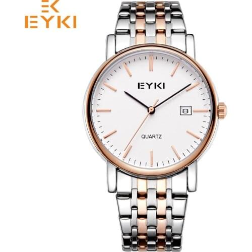 EYKI Fashion Business Quartz Watch Men Women Waterproof Wristwatch Ladies Stainless Steel Bracelet Clock Male 2019 New E2046