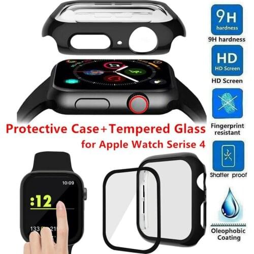 Watch Case+Tempered Glass for Apple Watch 40mm 44mm Screen Protector Coverage Bumper Case for Iwatch Series 5 4 Frame