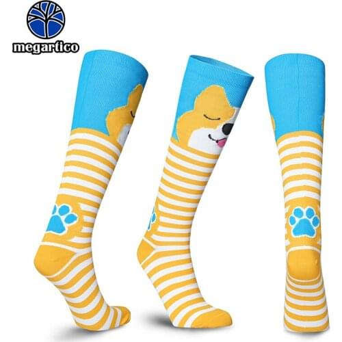 2019 Cute Dog Stripe Unisex Leg Support Men Women Compression Socks Stretch Knee Stockings Anti Fatigue Varicose Sport Running