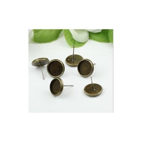 Details about 100PCS Antiqued Bronze 8mm Blank Settings Earring Posts