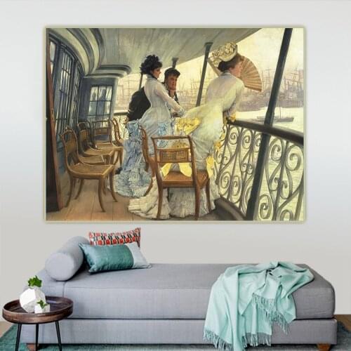 Holover Canvas Oil Painting James Tissot"The Gallery of HMS Calcutta"Realism Fashion Lady Aesthetic Wall Art Home Decoration