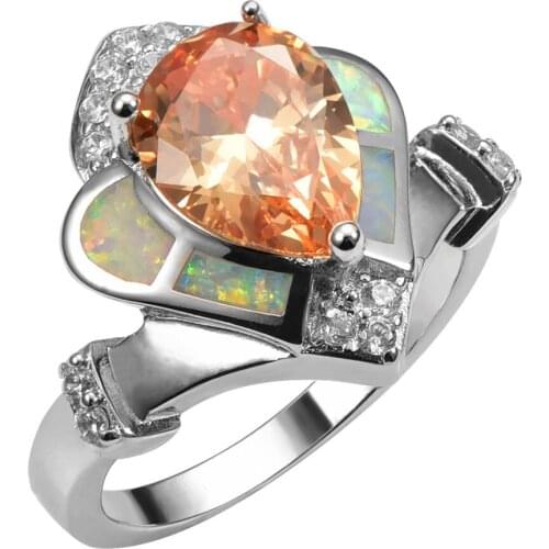 White Fire Opal With Morganite 925 Sterling Silver Ring Beautiful Jewelry Size 6 7 8 9 10 R1418
