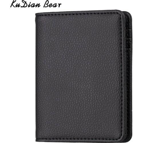 KUDIAN BEAR Waterproof Money Wallet Travel Card Holder Fashion Business Card Bag PU Leather Men Passport Cover BIH244 PM49