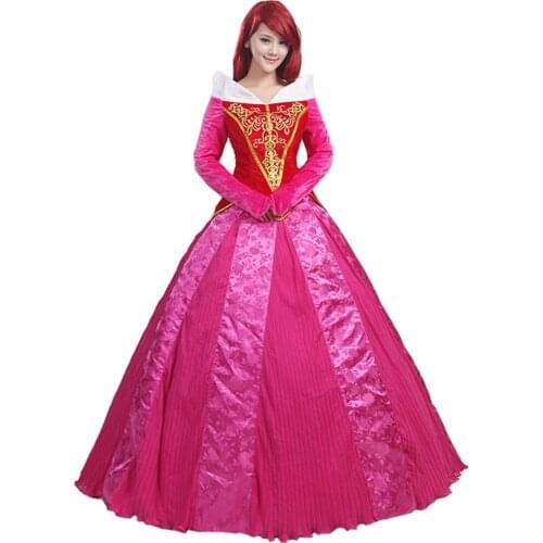 Princess Aurora Cosplay Pink Costume for Adults Custom-Made Carnival Halloween Cosplay Performance Fancy Party Dress