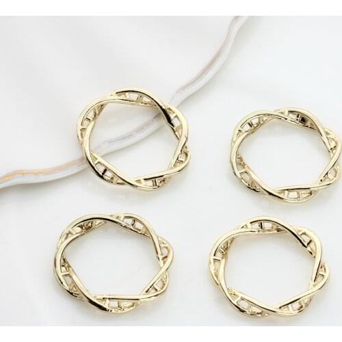 22mm 6pcs/lot Zinc Alloy Round Geometric Round Circle Twisted Ring Charms Pendant For DIY Handmade Jewelry Making Accessories