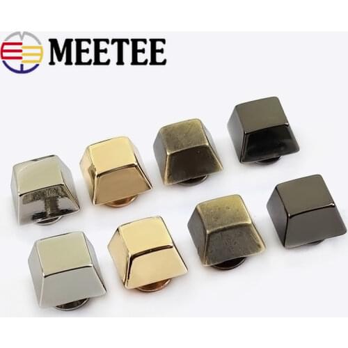 Meetee 9/11mm Square Rivets Screw Buckle Bags Handbag Bottom Decor Nails Studs Button Metal Buckles Snap Hook DIY Leather Craft