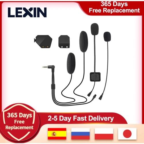 LEXIN LX-ET COM intercom headset&clip set for full/half helmet with High quality and Loud Sound Bluetooth Headphone Jack Plug