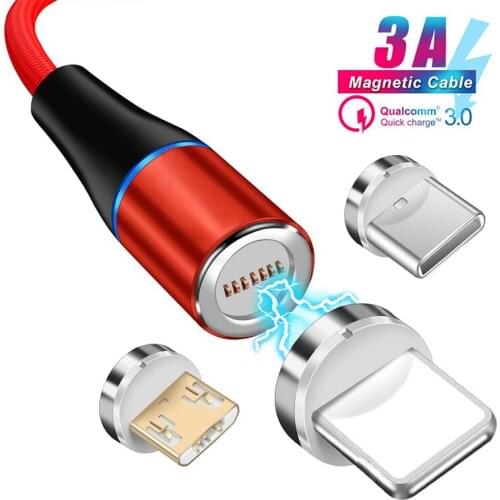 Magnetic Cable Usb Mobile Phone 3A Magnetic ChargingCharger Micro USB Type C for IPhone X Samsung S8 S9 Huawei Fast Charging 3.0