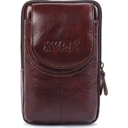 Mens Double Holster transverse Verticle Wear Leather Belt Multi-Functional Mobile Phone Waist Bag Business Casual Leather Phone