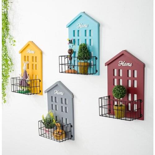 Multicolor House Wall Decoration Storage Box Wall Hanging Decoration Storage Basket Kindergarten Balcony Wall Creative Life