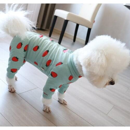 Fashion 100% Cotton Dogs Wrap Belly Jumpsuits Cute Strawberry Print Puppy Dog Clothes Hoodies Chihuahua Yorkshire Pet Dog Hoody