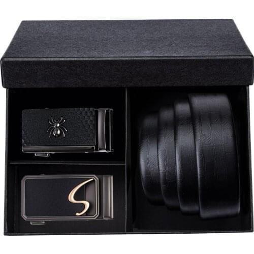 Luxury Brand Box Belt genuine leather Automatic Buckle Fashion Business Black Belt Cowskin Strap DiBanGu
