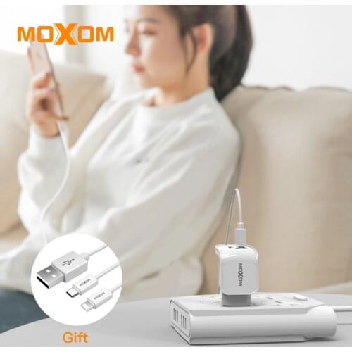MOXOM 2.4A 2 Port USB Charger for iPhone X 8 7 iPad Permium Support Fast Charger EU Adapter for Samsung S9 Xiaomi Mi 8 LED Light