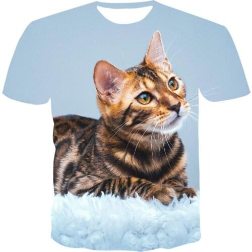 Summer 2020 hot sale new T-shirt European and American style unisex 3D printing cute kitten blouse for men