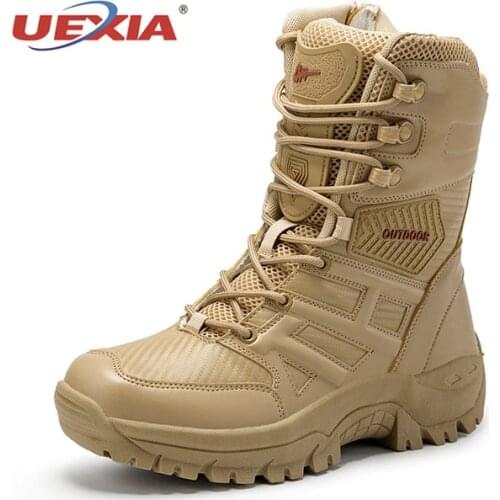 Men Military Boots Male Shoes Army Combat Motocycle Outdoor Boots High-Top Militares Ankle Tactical Tacticos Zapatos Big Size 47