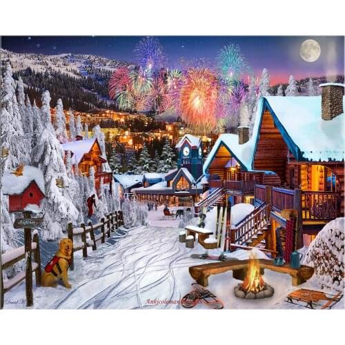 Counted Cross Stitch Kits Needlework Embrodery - Crafts 14 ct Aida Color DIY Arts Handmade Home Decor - Winter Playground