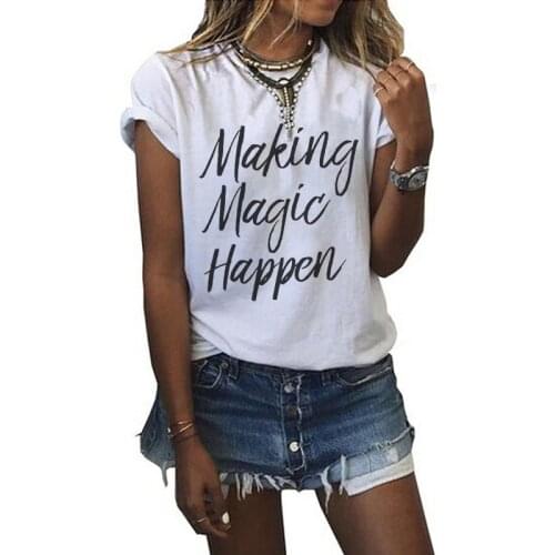 New Summer Women T-shirt Fashion Letter Print T shirts Casual Tops Tee Harajuku O Neck Female Shirt Camisetas Mujer