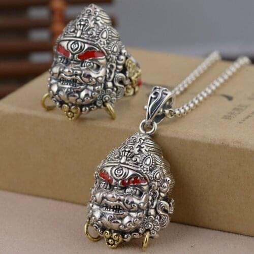 2018 New Arrival Jewelry Line Thai Silver Ring Opening Wholesale S925 Thai Silver Yellow Mammon Pendant Style Male Model