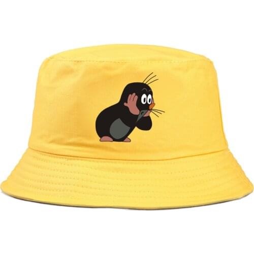 Unisex The Mole print Bucket Hat CARTOON Fishing Outdoor Panama hip hop Cap Mens Summer For fisherman hat women