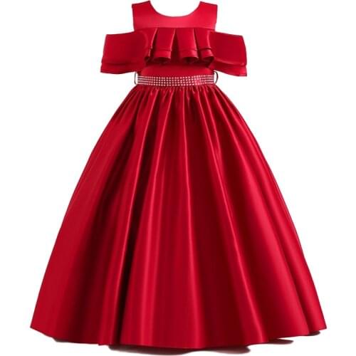 High quality 4-14 year Kids Girls Wedding Embroidery Girl Dress New Princess Party Pageant Formal Dress Sleeveless Silk Tulle