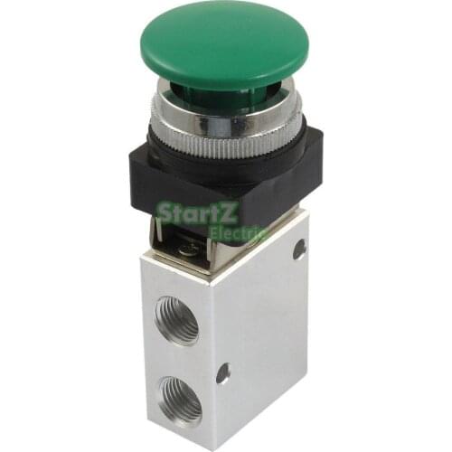 Pneumatic switch 1/4" PT Green Mushroom Button 3 2 Way Pneumatic Mechanical Valve JM 322PB