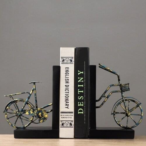 Resin Metal Vintage Style Bicycle Bookends Art Bookend