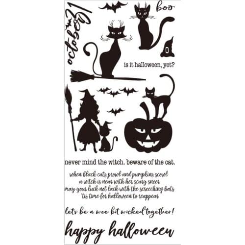 Halloween Cat Transparent Clear Silicone Stamp/Seal for DIY scrapbooking/photo album Decorative clear stamp A237