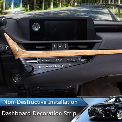 QHCP Car Dashboard Trims Center Console Strip Decorative Sticker ABS 2Pcs For Lexus ES200 260 300H 2018 2019 2020 2021 Accessory