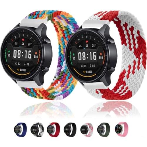 22MM Braided Solo Loop Strap For Xiaomi Mi Watch Color Bracelet Nylon Elastic Band For Amazfit GTR 2E 47MM/Stratos 3 2 2S Correa