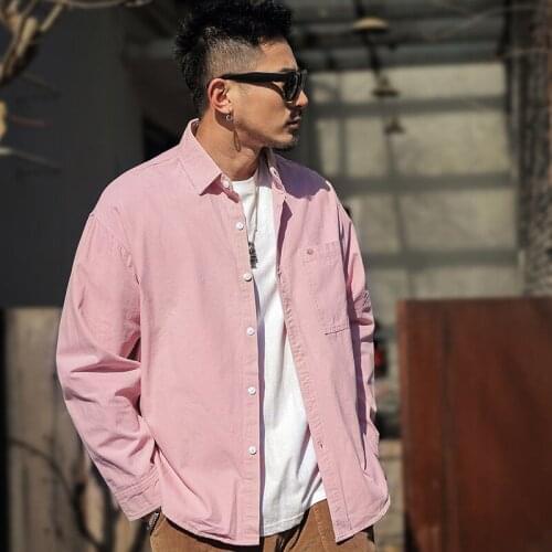 Long Sleeve Shirt Mens Casual Loose All-match Solid Shirts Tops Cotton Classic Coat Lapel Four Seasons Male Clothes Oversize