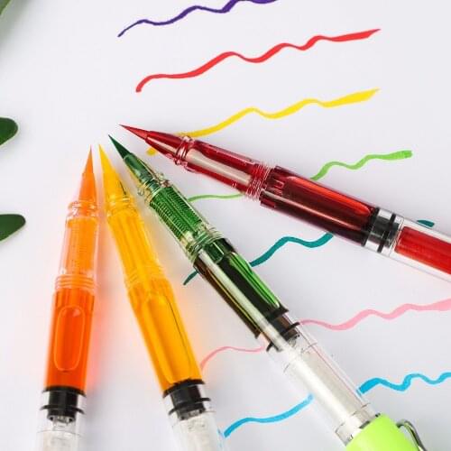 8Colors Refill Fountains Brush Pen Chinaese Calligraphy Pen for Writing Painting School Office Stationery Supplies