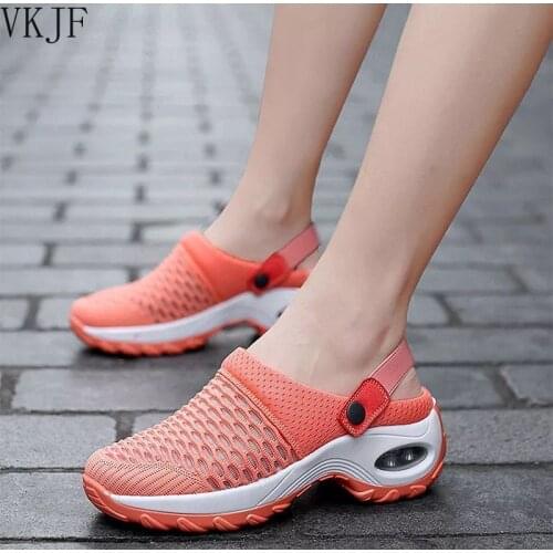 Women Mesh Shoes Heighten Air Cushion Ladies Shoes Platform Walking Sports Sandal Comfy Casual Breathable Wedges Slippers