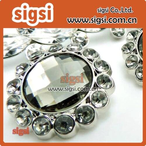 Silver fashion acrylic rhinestone buttons for garments accessories