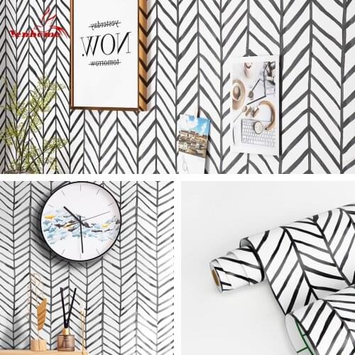 Nordic Minimalist Line Wallpaper Geometric Pattern Modern Decoration Self-adhesive Wall Sticker DIY TV Background Contact Paper