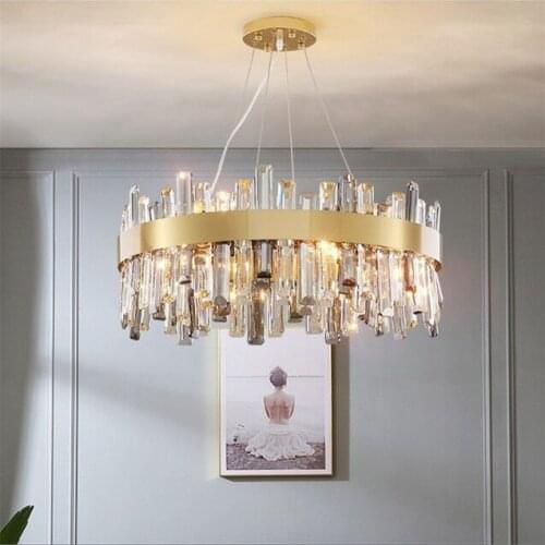 Nordic Led Crystal Chandelier for Living Room Kitchen Luxury Villa Pendant Light Gold/ Chrome Polished Steel Design Home Decore