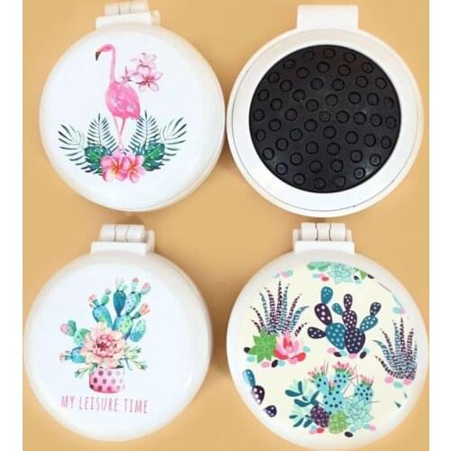 1pc Folding Air Bag Comb with Mirror Compact Pocket Size Portable Travel Hair Brush Cosmetic Head Massager Relax