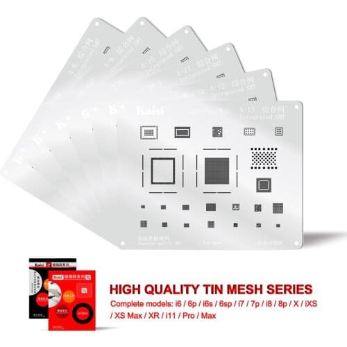 KAISI High Qualty Tin Mesh BGA Reballing Stencil For IPhone 6 6s 7g 8P X XS 11 Pro Max Motherboard IC Chip Reballing stencils